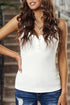 Sleeveless Scoop Neck Button Tank Top
